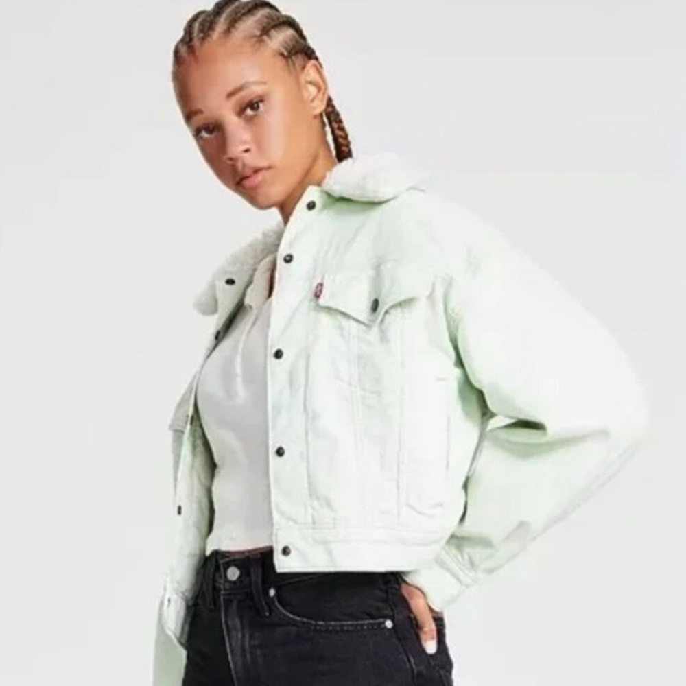 Levi's Baby Cropped Trucker Jacket Mint Green XL